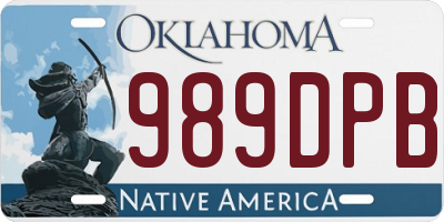 OK license plate 989DPB