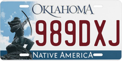 OK license plate 989DXJ