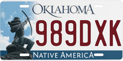 OK license plate 989DXK