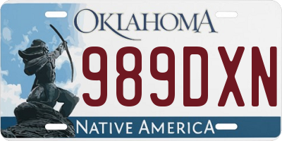 OK license plate 989DXN