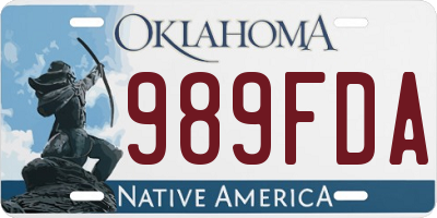 OK license plate 989FDA
