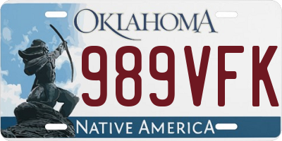 OK license plate 989VFK