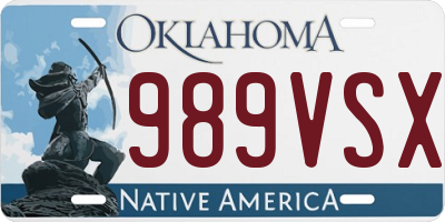 OK license plate 989VSX