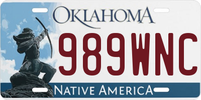 OK license plate 989WNC