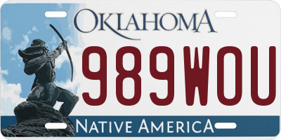 OK license plate 989WOU