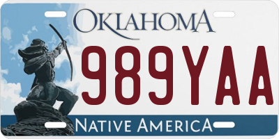 OK license plate 989YAA