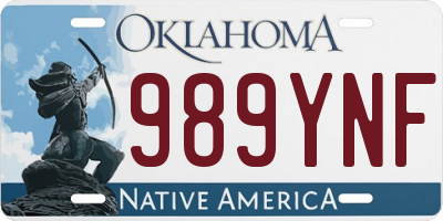 OK license plate 989YNF