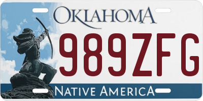 OK license plate 989ZFG
