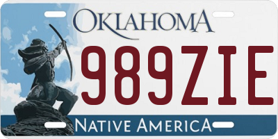 OK license plate 989ZIE
