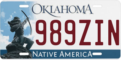 OK license plate 989ZIN