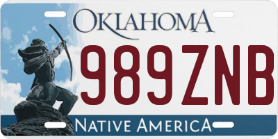 OK license plate 989ZNB