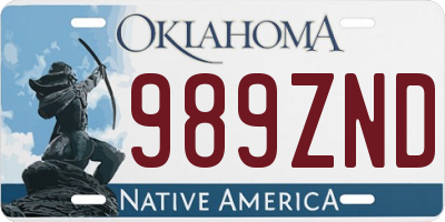 OK license plate 989ZND