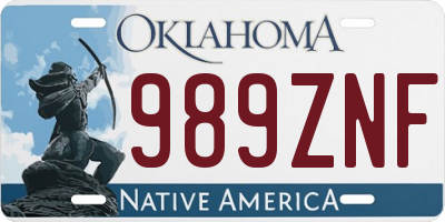 OK license plate 989ZNF