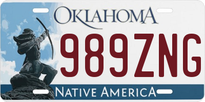 OK license plate 989ZNG
