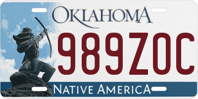 OK license plate 989ZOC