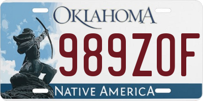 OK license plate 989ZOF