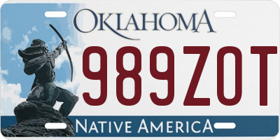 OK license plate 989ZOT