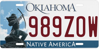 OK license plate 989ZOW