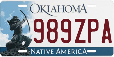 OK license plate 989ZPA