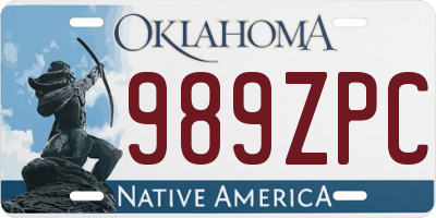 OK license plate 989ZPC