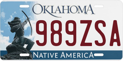 OK license plate 989ZSA