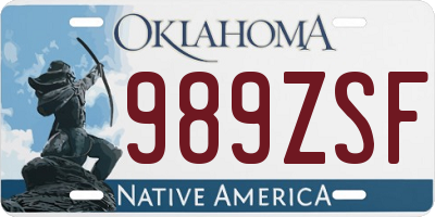 OK license plate 989ZSF