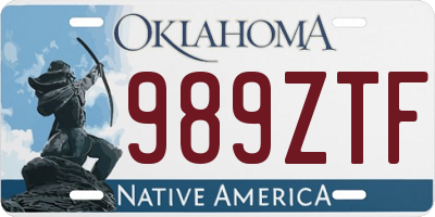 OK license plate 989ZTF