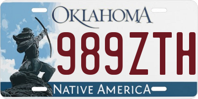 OK license plate 989ZTH