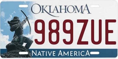 OK license plate 989ZUE