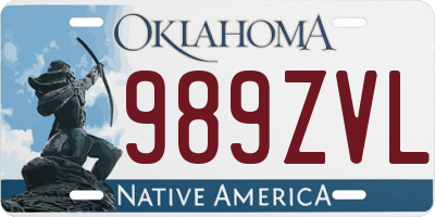 OK license plate 989ZVL