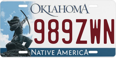OK license plate 989ZWN