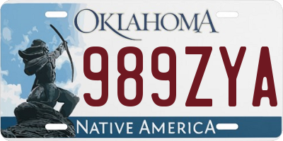 OK license plate 989ZYA