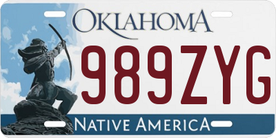 OK license plate 989ZYG