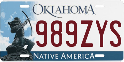 OK license plate 989ZYS