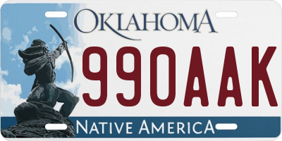 OK license plate 990AAK