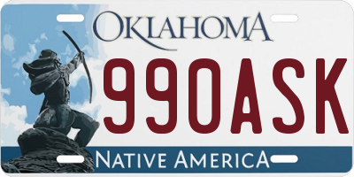 OK license plate 990ASK