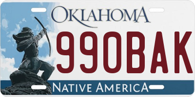 OK license plate 990BAK