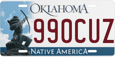 OK license plate 990CUZ