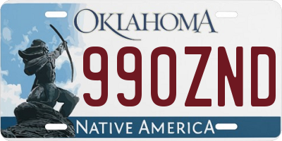 OK license plate 990ZND