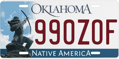 OK license plate 990ZOF