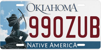 OK license plate 990ZUB