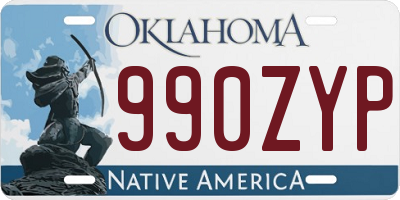 OK license plate 990ZYP