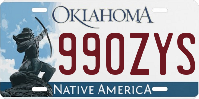 OK license plate 990ZYS