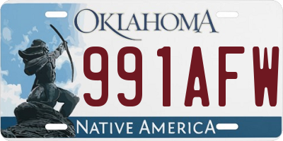 OK license plate 991AFW