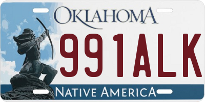 OK license plate 991ALK