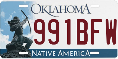 OK license plate 991BFW