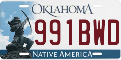 OK license plate 991BWD