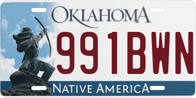 OK license plate 991BWN