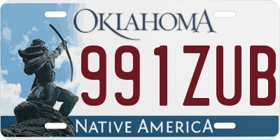 OK license plate 991ZUB