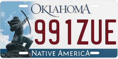 OK license plate 991ZUE